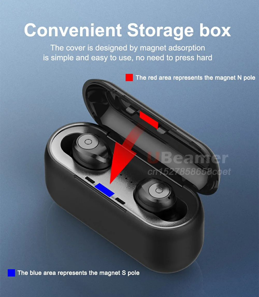 In Store Ubeamer TWS Bluetooth 5.0 Earphone Long Standby. Wireless Headset 1500mAH Battery Case for music/call HIFI earphone