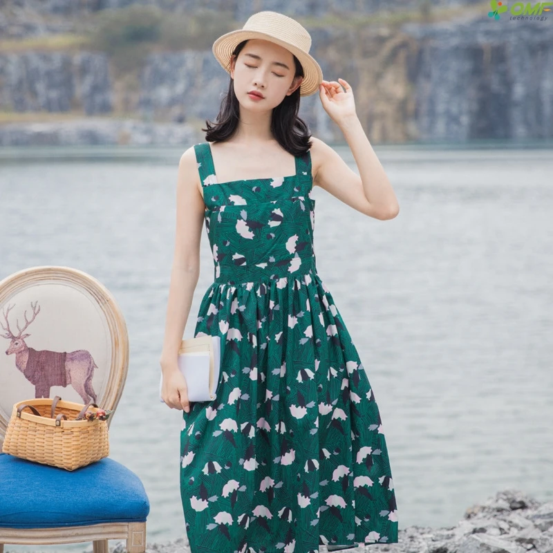 2018 Green Strap Dress Floral Women Summer Slim Hot Sundress Dresses Sleeveless Casual Vestidos Boho Style Plus Size | Женская одежда
