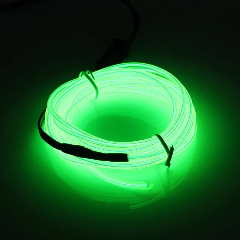 Fluorescentgreen Гибкая 10 Цвета прокладки СИД светильник для 300 см EL трос Трубка неоновый холодный светильник свечение вечерние Авто украшения, украшенное мозаикой из драгоценных камней, 12V инвертор - Испускаемый цвет: Fluorescentgreen