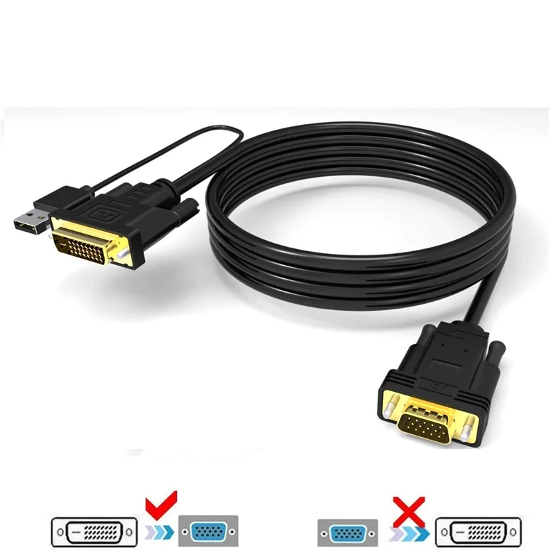 Кабель DVI в VGA 2 м 24 + 1 D USB папа с чипом активный адаптер кабель конвертер для ПК DVD