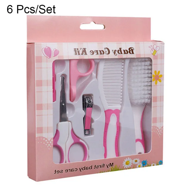 Pink 6pcs 7 шт./компл. Профессиональная Детская медицинская расческа гребешок для ногтей Эмери расческа для волос инструмент для ухода за ребенком маникюрный набор для новорожденных обеспечение безопасности - Цвет: Pink 6pcs