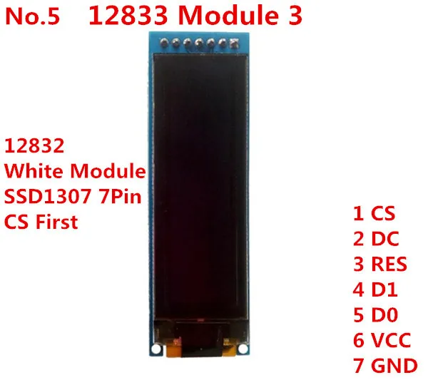 12832 2,08 дюймовый дисплей SSD1307 PM OLED 256x64 SH1122 7pin 4-провод SPI 3-провод SPI I2C белого и синего цветов на выбор, с адаптером PCB