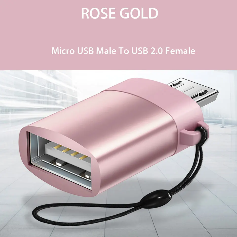 rose gold Micro USB OTG адаптер для huawei Honor 9 Lite mate 8/7 OTG зарядный кабель Micro USB штекер для USB 2,0 Мини конвертер мышь ридер - Цвет: rose gold