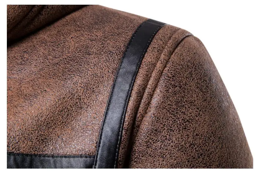 Осенняя куртка из искусственной кожи мужское зимнее плотное теплое меховое