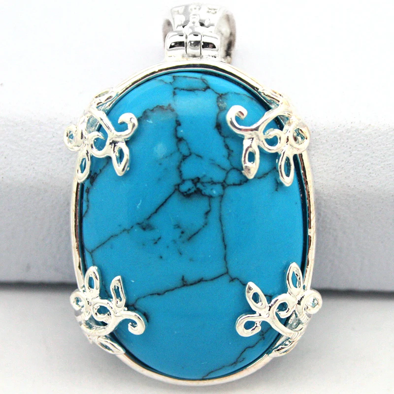 Wan Элегантная подвеска из стерлингового серебра 925 пробы с голубой бирюзой амулет
