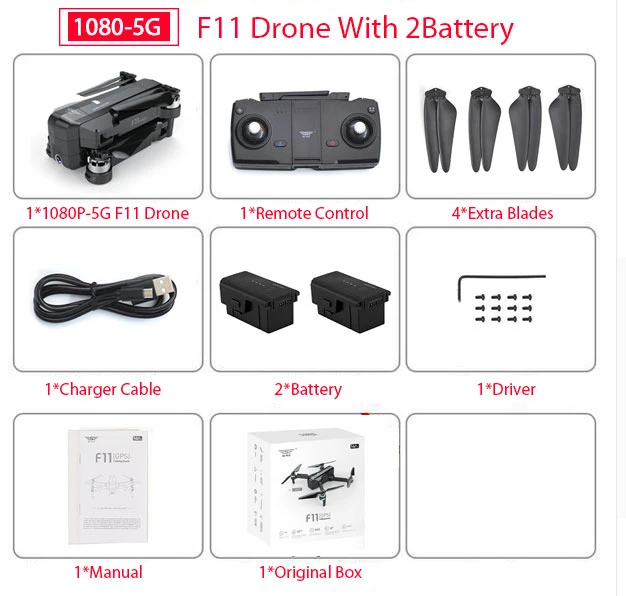 2BatteryOriginalBox SJRC F11 gps Дрон с Wi-Fi FPV 1080P камера бесщеточный Квадрокоптер 25 минут управление временем полета складной Дрон Vs CG033 Z5 - Цвет: 2BatteryOriginalBox
