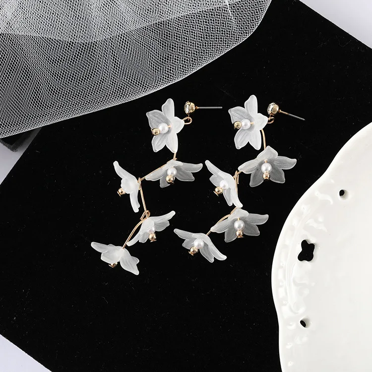 Korean Style Temperament Arcylic Petals Drops Earrings Elegant Flower Tassel Long for Women Jewelry Brincos Gifts | Украшения и