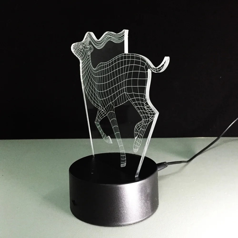 7 цветов Antelope лампа 3D визуальные Светодиодные ночные светильники для детей