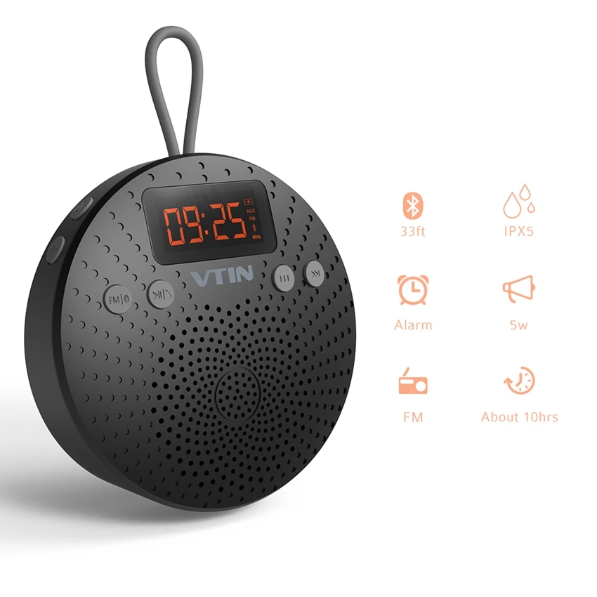 VTIN 5 Вт Bluetooth динамик IPX5 Водонепроницаемый Открытый громкой связи спикер с FM радио
