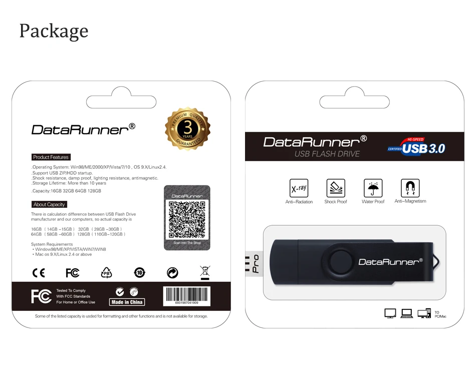 DataRunner USB 3,0 USB флеш-накопитель 128 Гб OTG флеш-накопитель для Android Mobile 16 ГБ 32 ГБ 64 ГБ 256 ГБ Микро-флеш-накопитель USB карта памяти
