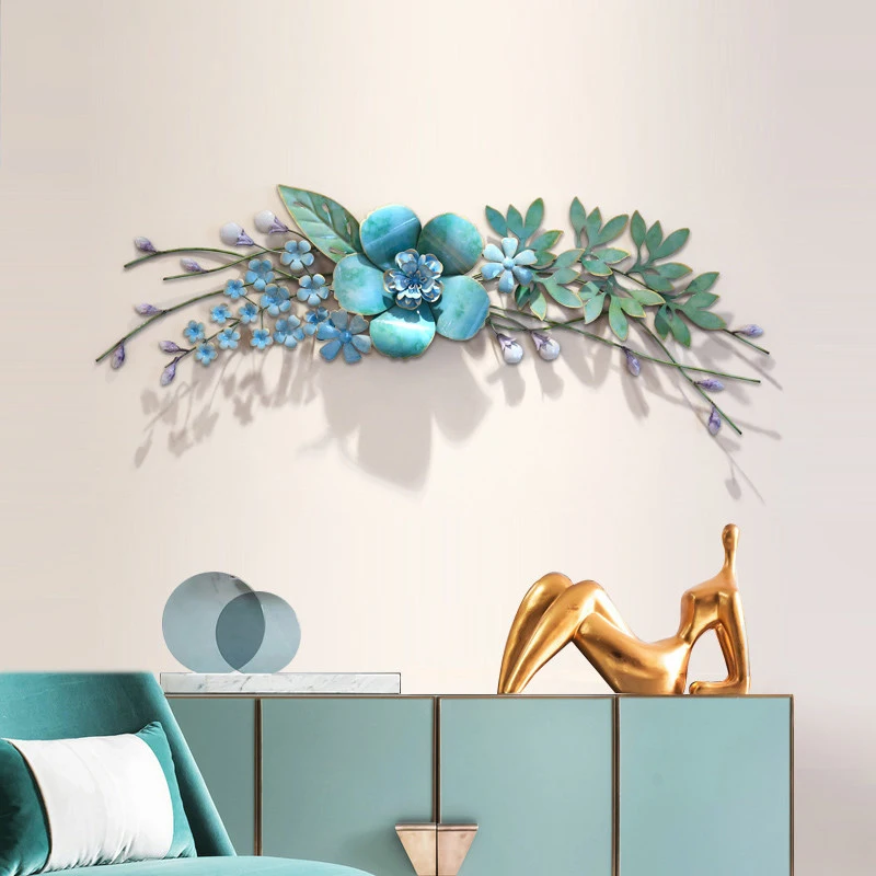 Modern Wrought Iron 3D Simulation Flowers Plant Wall Mural Crafts Decoration Home Livingroom Porch Hanging Ornaments Decor Дом и сад