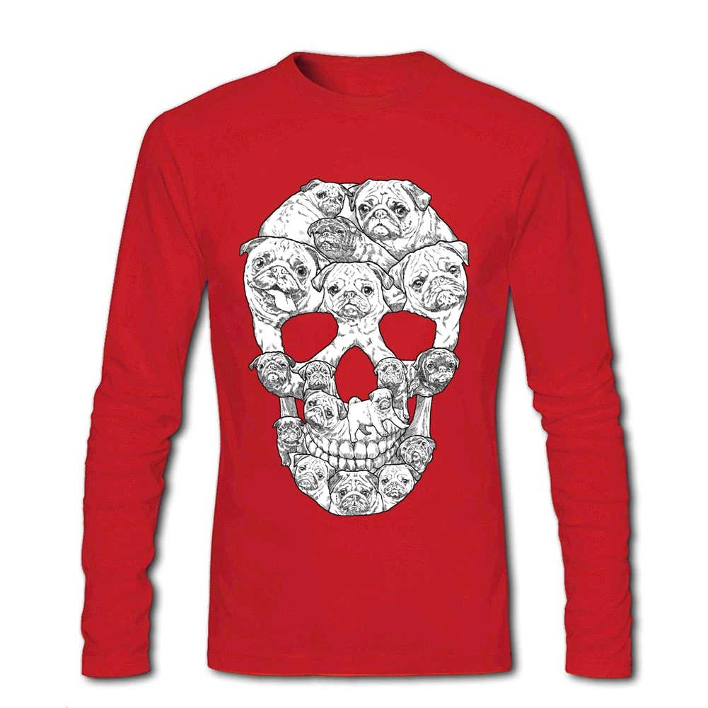 Pug Skull T Shirts Dog New Shirt Funny Wholesale Long Sleeve Men T-Shirt Clothing Tops Adult | Мужская одежда