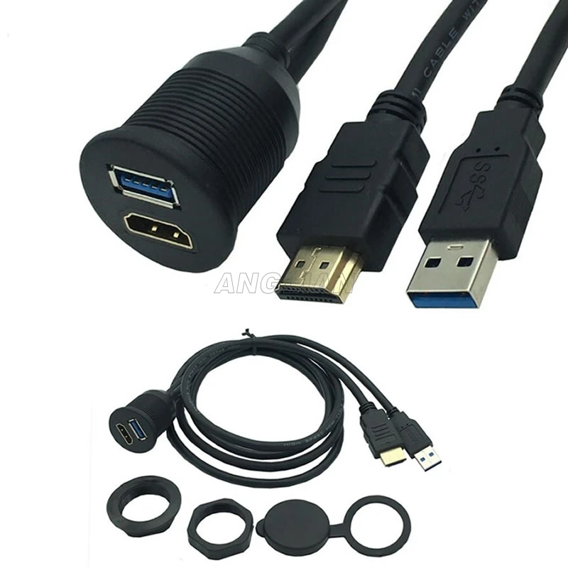 HDMI USB3.0 водонепроницаемый Удлинительный кабель с панельным креплением штырь