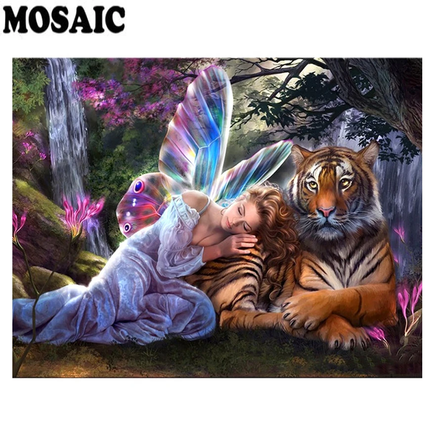 

Full Square/round Drill 5D DIY Diamond Painting "Butterfly Fairy Tiger" 3D Embroidery diamond Cross Stitch Mosaic Decor gift