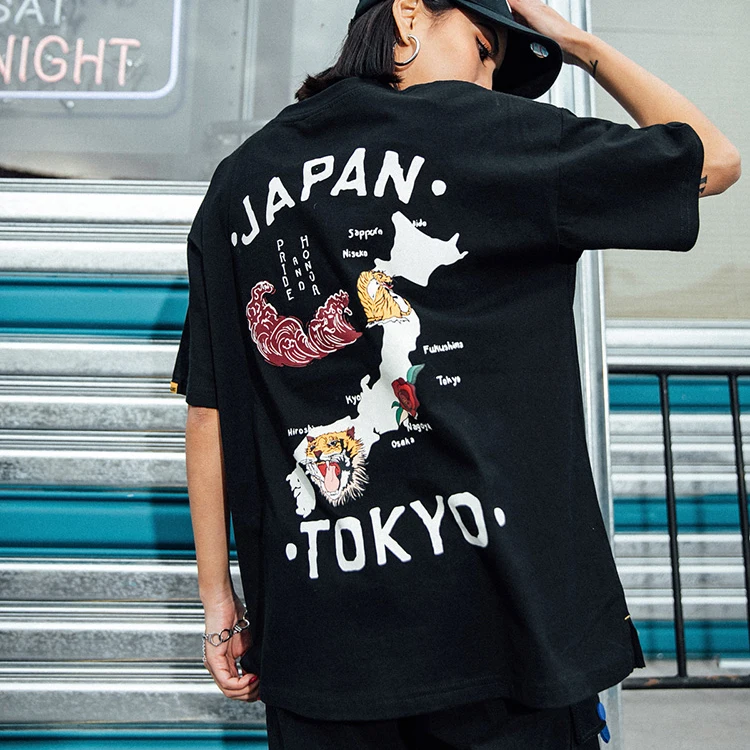 Японская уличная летняя модная футболка с коротким рукавом Мужская в стиле