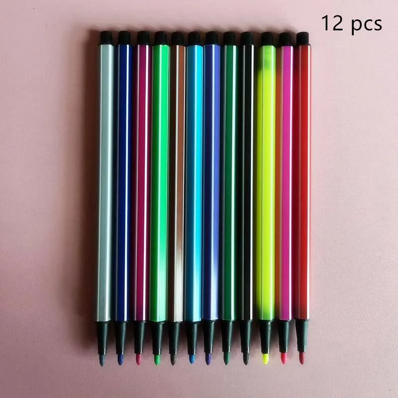 12 colors DINGYI 6/12/18/24/36 нетоксичный Цвет моющиеся воды Цвет маркеры граффити маркеры ручка для рисования детские подарочные товары для рукоделия - Цвет: 12 colors