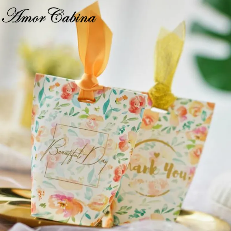 100 шт. Европейская свадебная маленькая свежая коробка для конфет с цветами