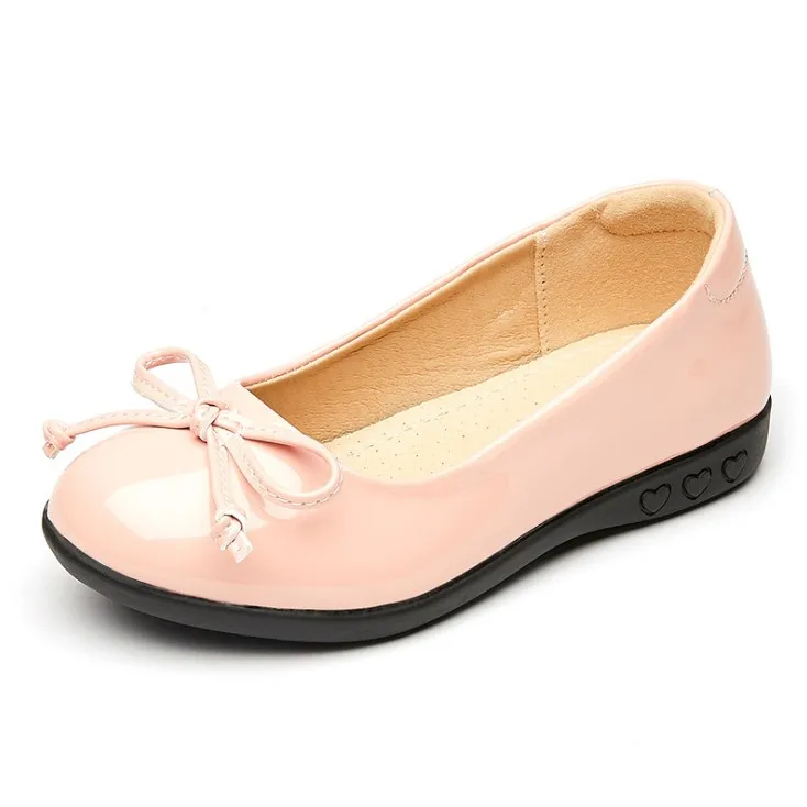 light pink Детская обувь больших размеров 26-40; школьная кожаная обувь принцессы для девочек; Детские кожаные вечерние туфли черного и красного цвета; обувь для маленьких девочек на плоской подошве - Color: light pink