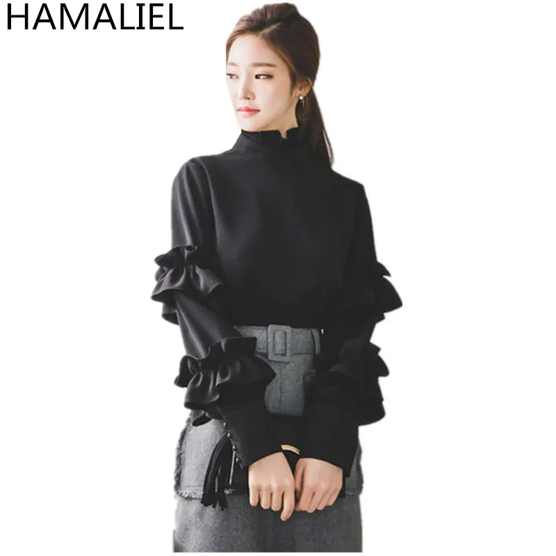 Женская Офисная рубашка HAMALIEL топы размера плюс весна 2018 черная блузка с длинными