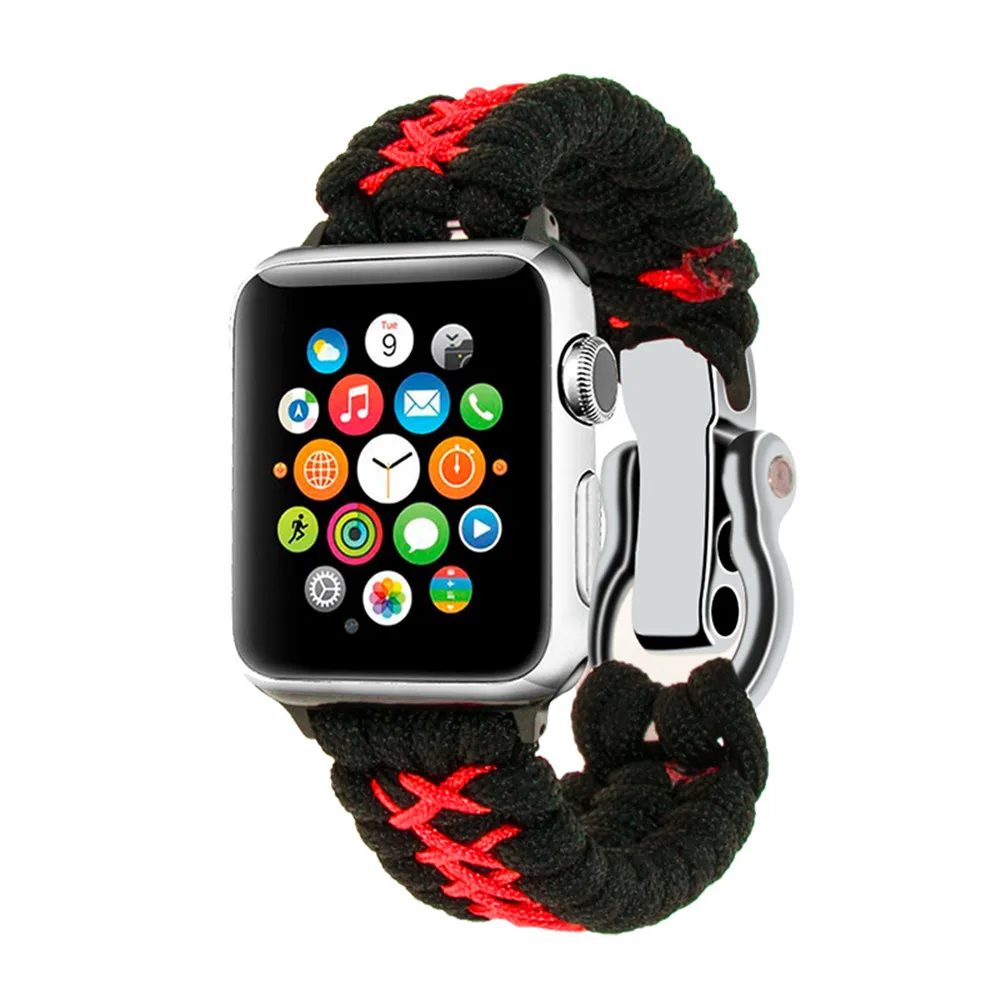 Ремешок нейлоновый Плетеный для Apple Watch SE модный браслет наручных часов серии 6 5 4 3