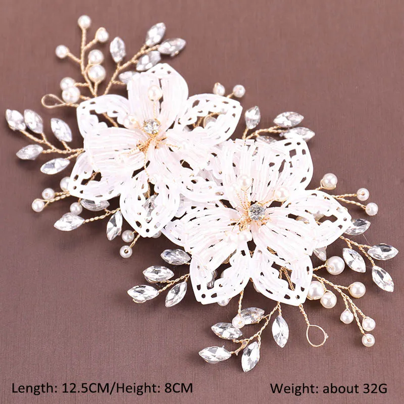 FORSEVEN белый цветок кристалл обруч жемчужный головной убор Tiaras de Noiva Свадебные украшения для волос женские свадебные аксессуары для волос JL