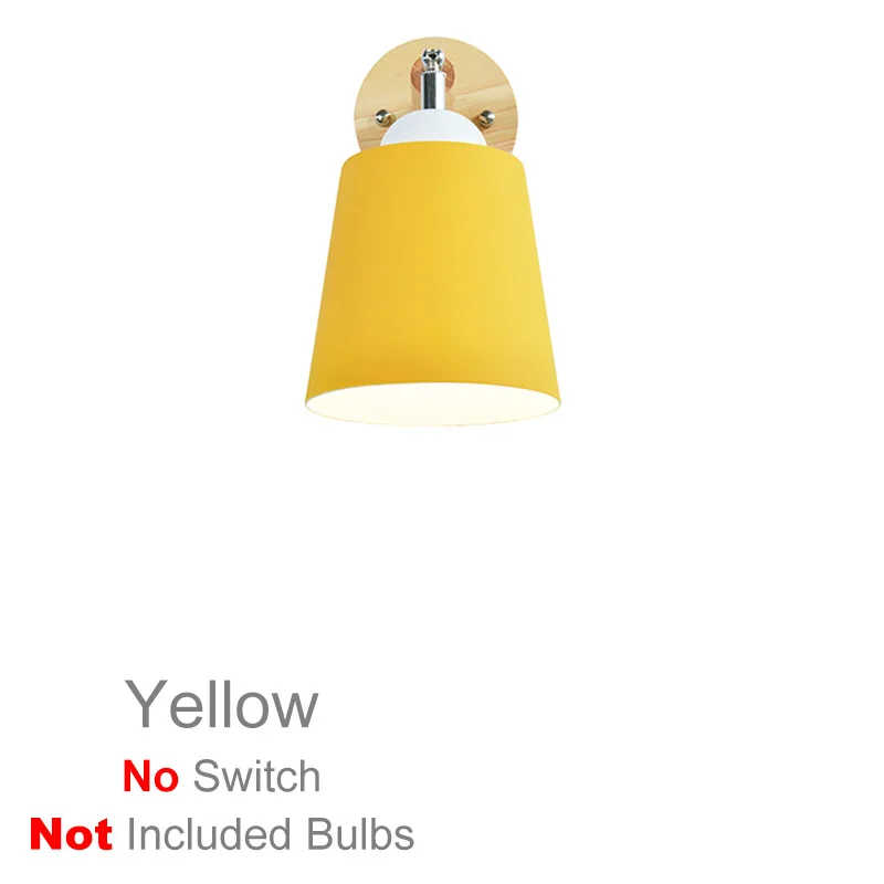 Yellow-No Switch Деревянный настенный светильник s прикроватный настенный светильник с выключателем настенный светильник современный настенный светильник для спальни скандинавский macaron рулевая головка - Цвет абажура: Yellow-No Switch
