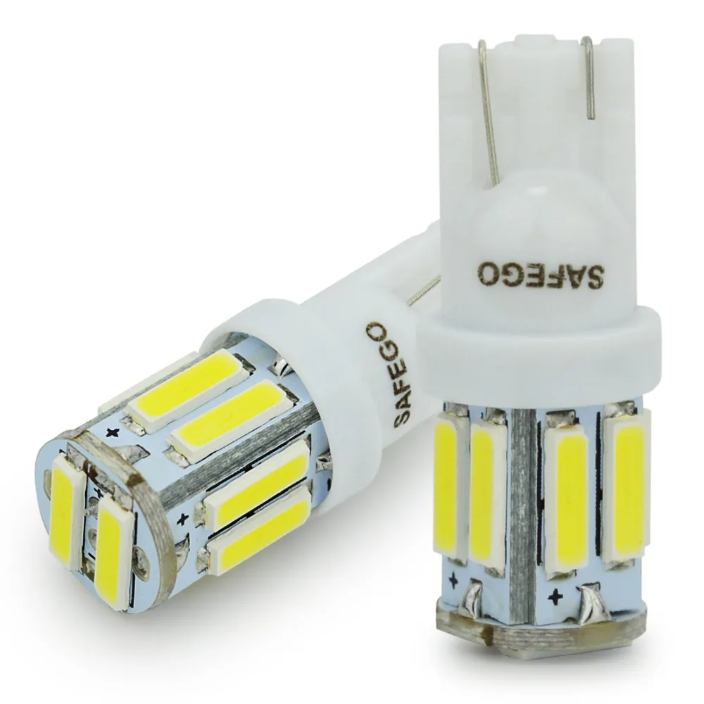 Safego 4x T10 W5W светодиодные лампы 10 7020 SMD 194 168 2825 Сменные на танкетке белый сигнальный
