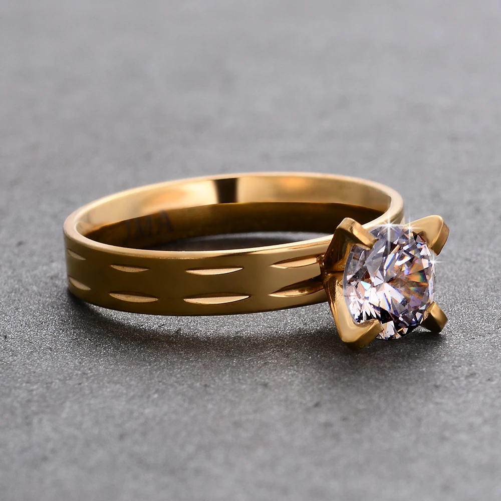 Кольцо из нержавеющей стали WANDO Дубай Эфиопия moda 24 K llano 3 мм 2 anillo cristal africano boda de dedo