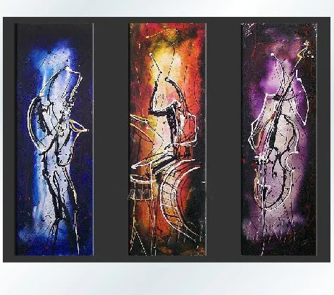 

MODERN ABSTRACT HUGE LARGE CANVAS ART OIL PAINTING music peple for decoration no framed