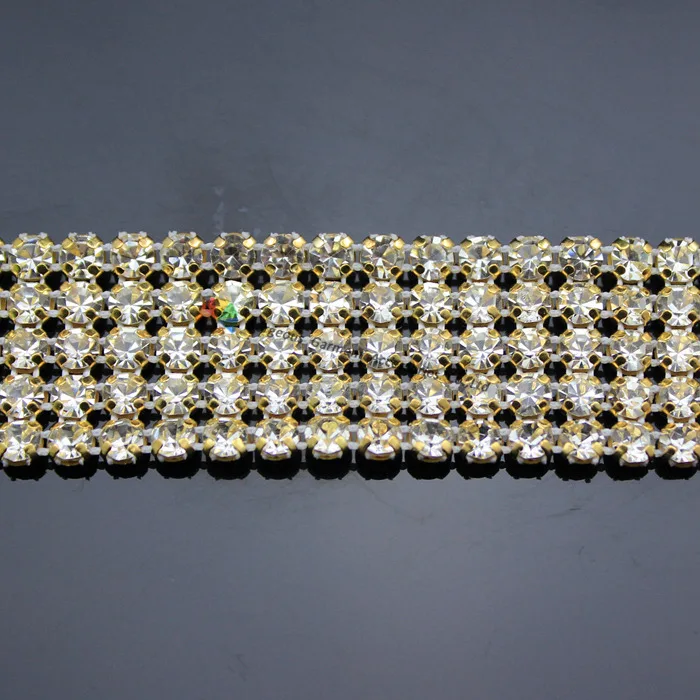 1 ярд 5 рядов стразы отделка торта Хрустальная лента SS20 прозрачные камни AB Золотая