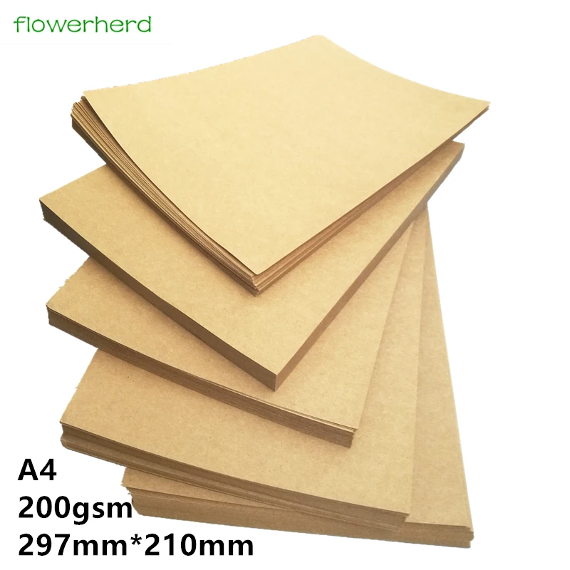 200gsm 10/20/50 шт. A4 коричневый Kraft Бумага DIY ручной карты решений Бумага Craft Высокое Качество Толстая крафт Бумага