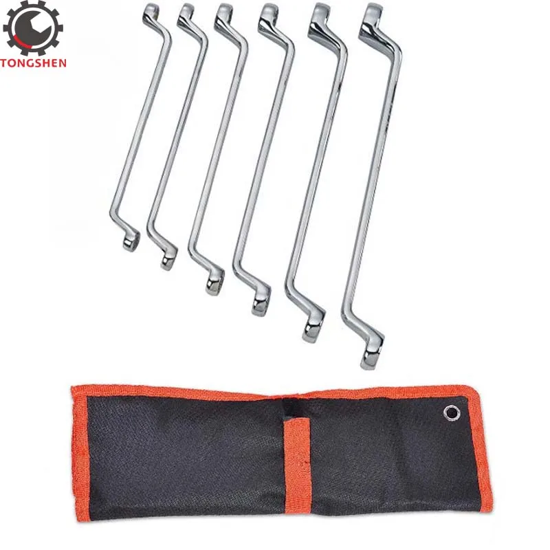 6Pcs Inch Offset Box Wrenches Sets 45 Degree Offset Box End Wrench Quick Reversible Combination Ratchet Wrench Kit Spanner Set