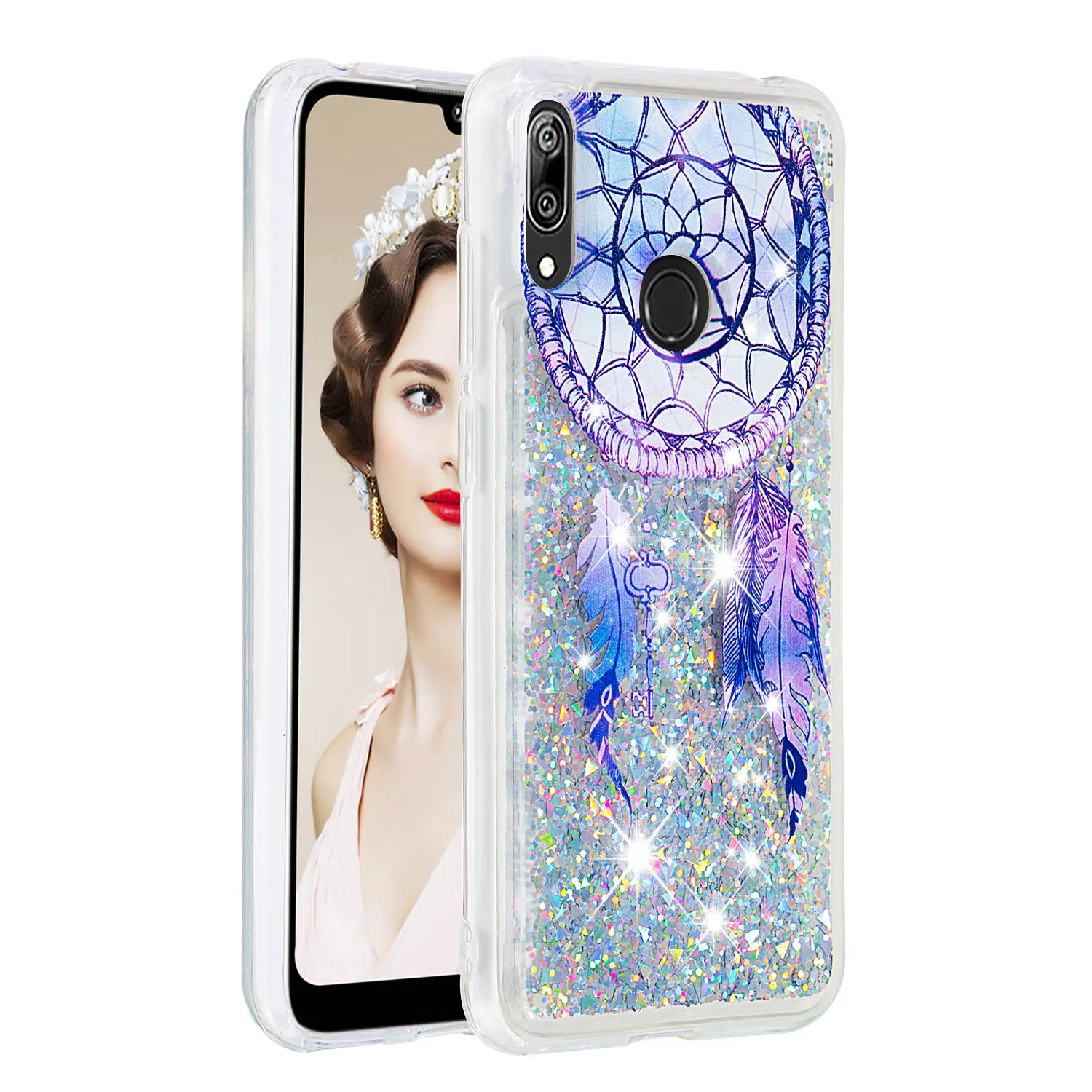 2 Etui huawei Y5 Y6 Y7 Y9 Prime чехол для телефона с блестящей совой динамичный жидкий зыбучий песок чехол для huawei Y5 Y6 Y7 чехол - Цвет: 2