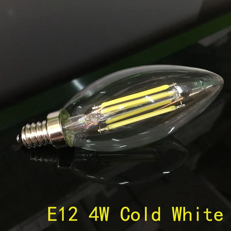 Новый дизайн 2W 4W E12 110V AC Dimmable C35 светодиодные лампы накаливания CRI 80 360 градусов 10