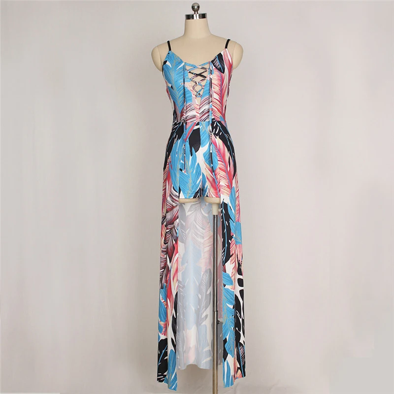 2017 Для женщин Отпечатано Сексуальная комбинезон ползунки летнего Повседневные