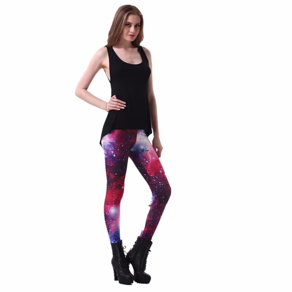 Сексуальные леггинсы для фитнеса женские с принтом космической галактики штаны