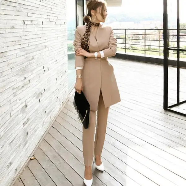 Женский брючный костюм из 2 предметов офисный деловой офисная одежда элегантные