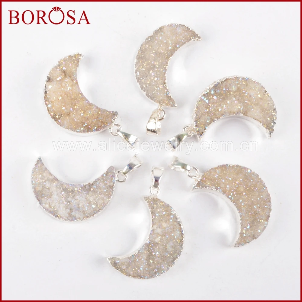 BOROSA 10 шт . модный серебряный цвет кристалл Титан AB геодезический кулон из бисера