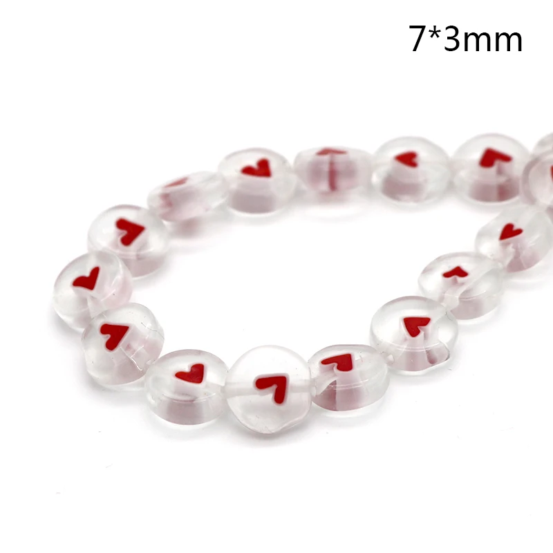 

7x3mm/10x3mm Handmade Lampwork Beads Print Heart For Diy Jewelry Making Bracelet Necklace Finding Glass Spacer Beads