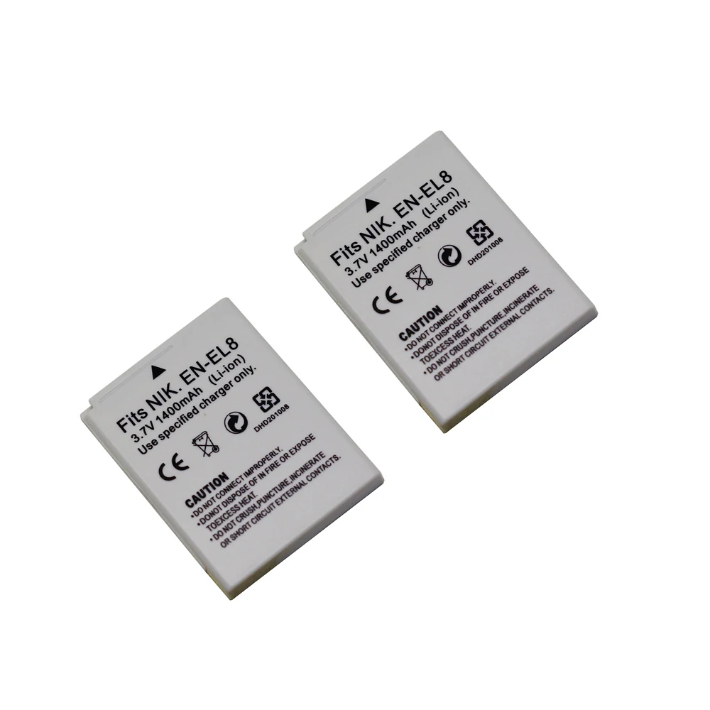 2 шт. Замена 1400 мАч EN-EL8 цифровой Батарея для Nikon Coolpix S52 S51c S51 S50c S50 S2 S1 P2 S7 s7c S8 S5 Камера Bateria