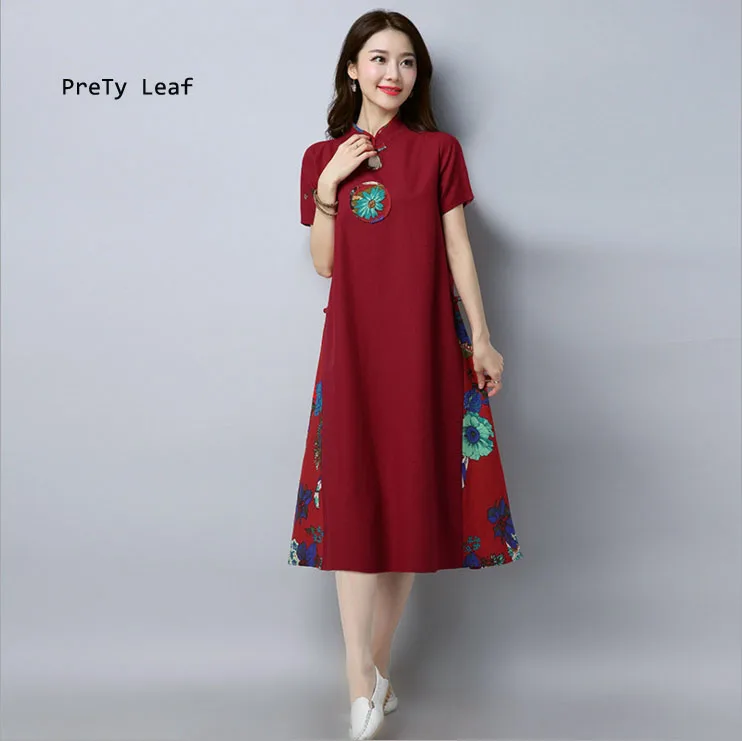 Новинка весны 2018 женское платье из хлопка и льна в национальном стиле ретро|linen