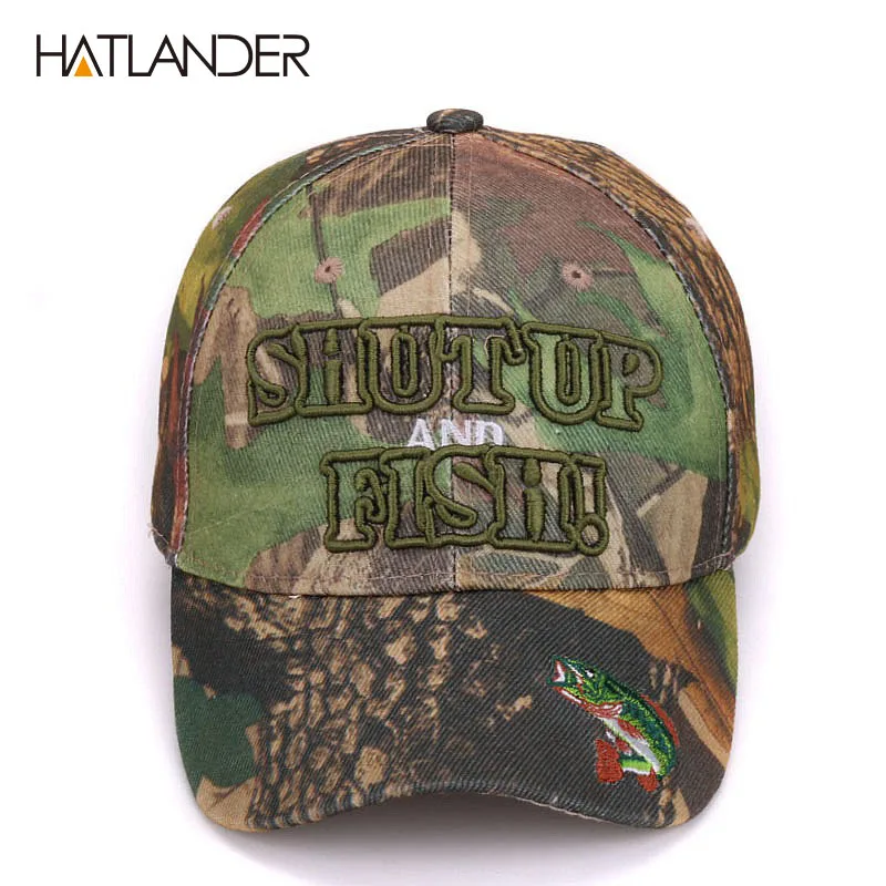 Hatlander, уличные камуфляжные кепки, летняя Солнцезащитная Рыбацкая шляпа, Спортивная изогнутая Кепка с вышивкой 3D буквой, рыбная камуфляжная бейсболка, Мужская бейсболка