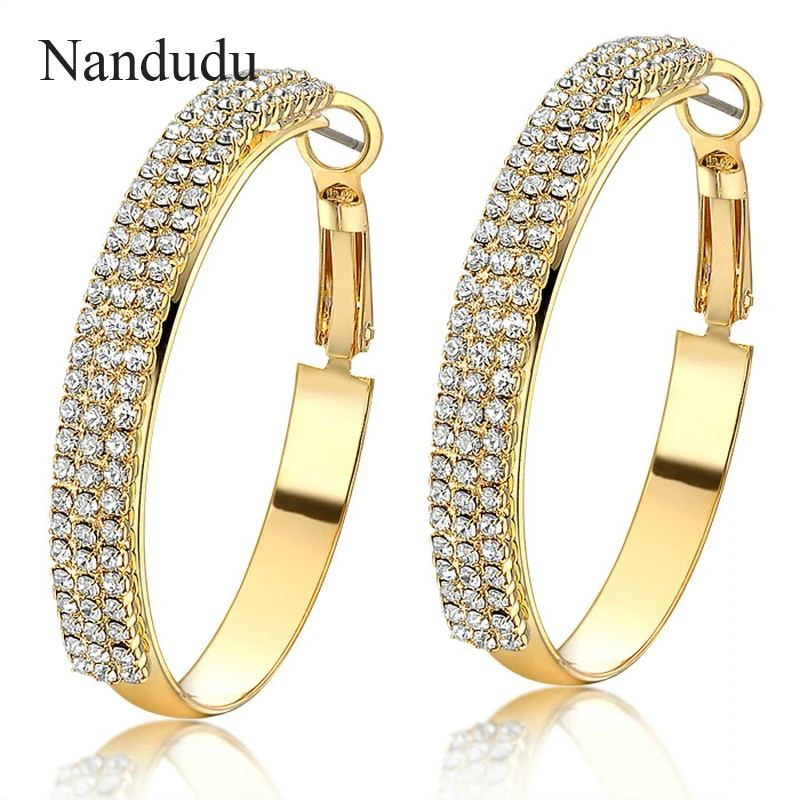 Nandudu Новое поступление проложить Установка австрийского хрусталя большой Серьги