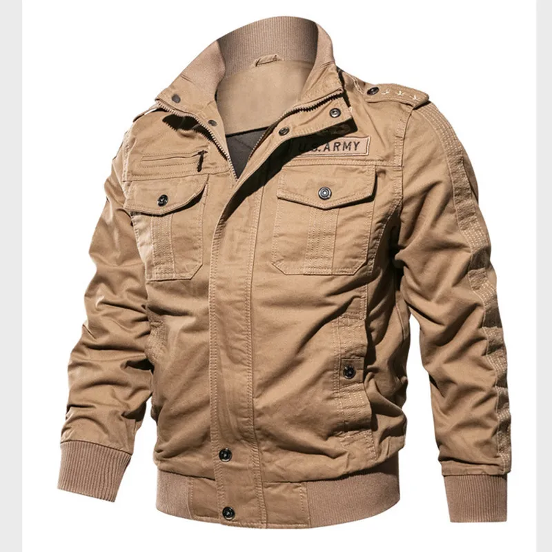 Мужская куртка в стиле милитари хлопковая пилот большого размера на весну и