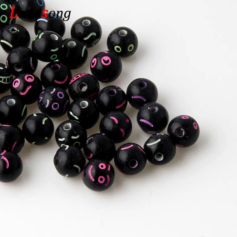 100 шт 8 мм Смешанные эмоциональные выражения круглые акриловые бусины бусинки
