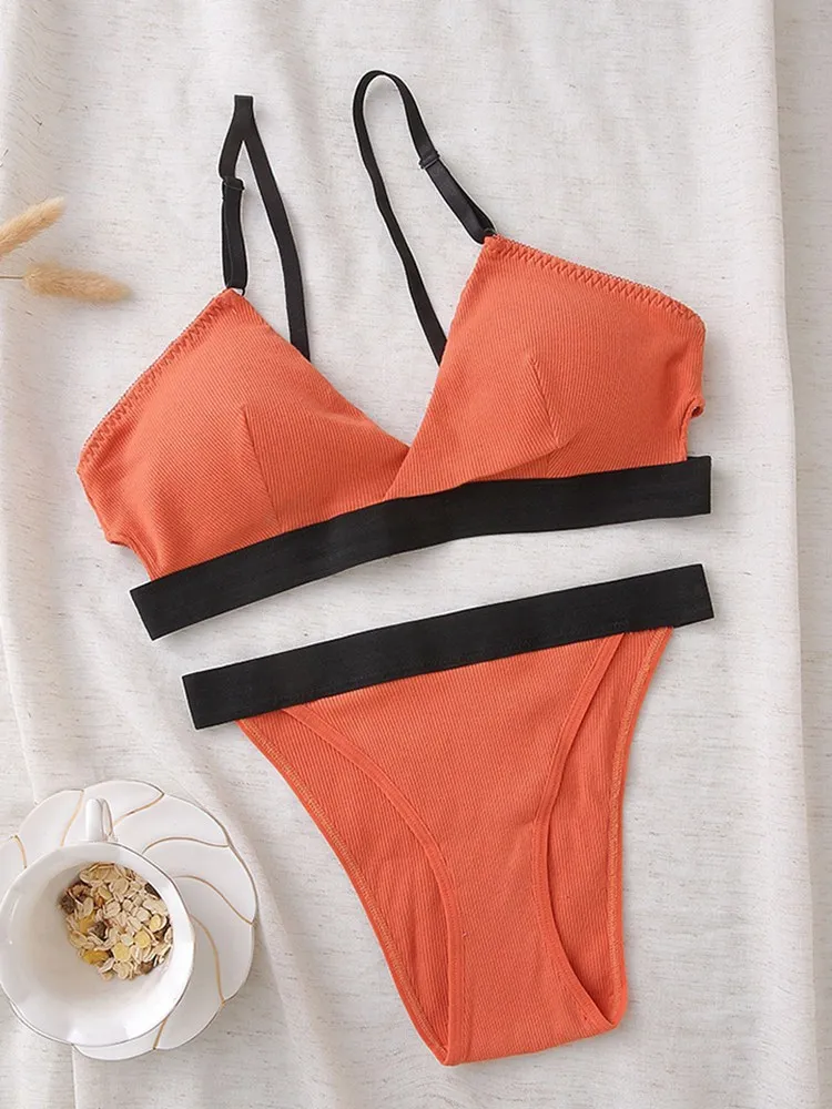 Женский комплект с бюстгальтером контрастного цвета модные трусы-боксеры в