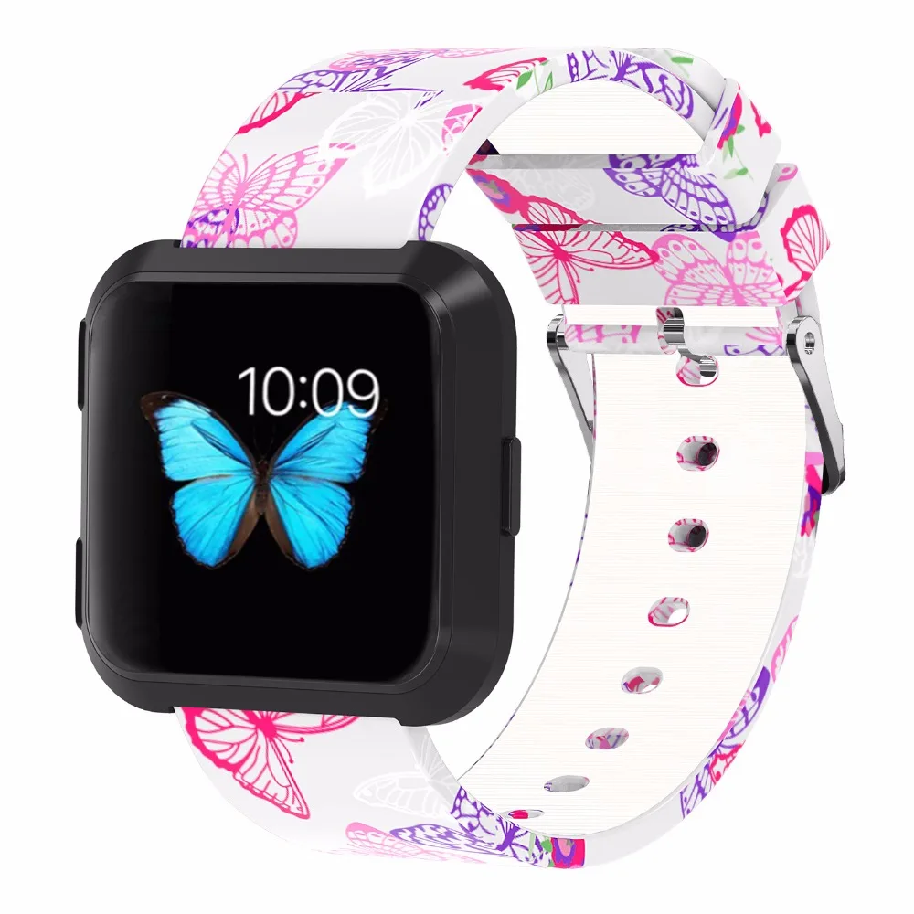 Bemorcabo для Fitbit Versa Starps силиконовые цветочные аксессуары умных часов мужчин и