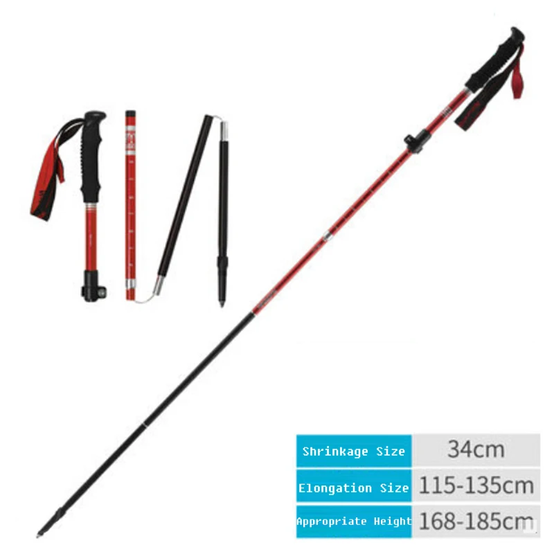 Red115-135cm Naturehike складной регулируемый трекинговые палки Алюминий сплав 5-секционный для северной ходьбы Пеший Туризм палочки для туризма NH17D009-Z - Цвет: Red115-135cm
