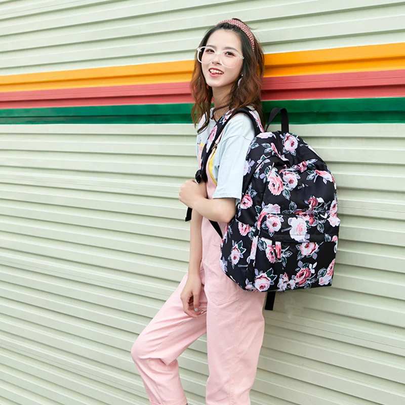 Новинка 2020 женский рюкзак Оксфорд для девочек с цветочным принтом школьный