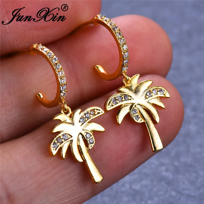 ROXI Boho кокосовой пальмы свисающие серьги для женщин со стразами белого цвета с